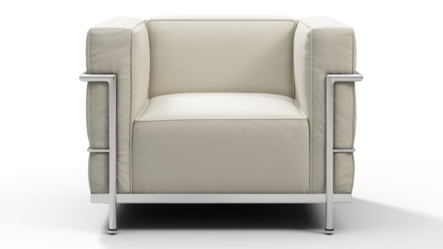 The Corbusier – クリームベジタリアンレザー, ラウンジチェア