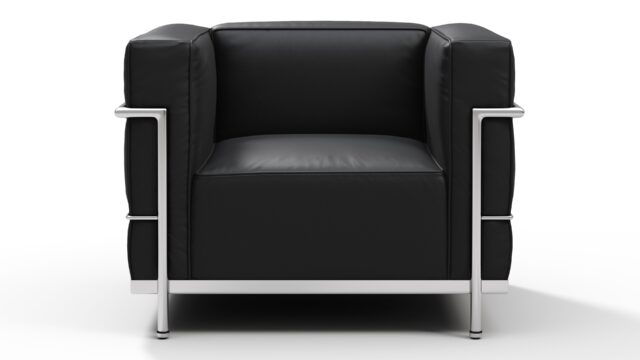 The Corbusier – ヴィンテージブラックヴィーガンレザー, ラウンジチェア