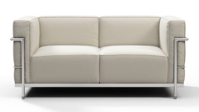 The Corbusier – クリームベジタリアンレザー, 2人掛け