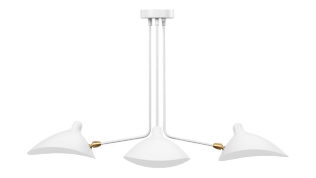 The Mouille – ホワイト, 3本アームの小さな天井ランプ