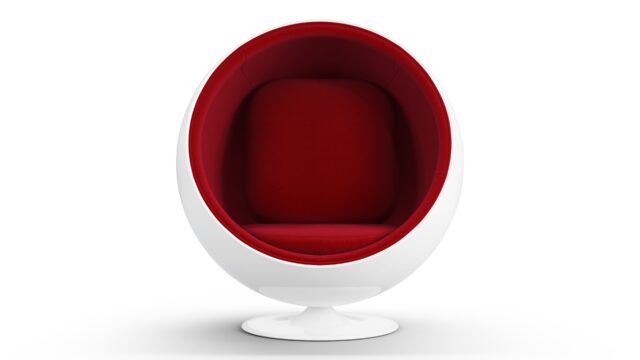 The Ball – 大胆な赤のウールとホワイト, ボールチェア