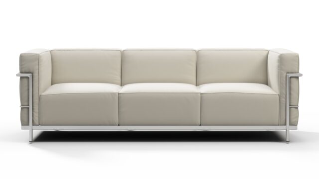 The Corbusier – クリームベジタリアンレザー, ３人用ソファ