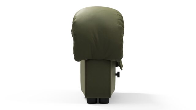 The DS 600 – 深いオリーブ色のビーガンレザー, 左端のスツールモジュール