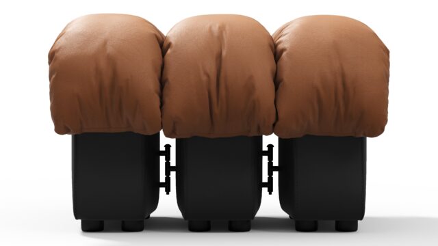 The DS 600 – ビンテージ風のタンとブラックのヴィーガンレザー, オットマン