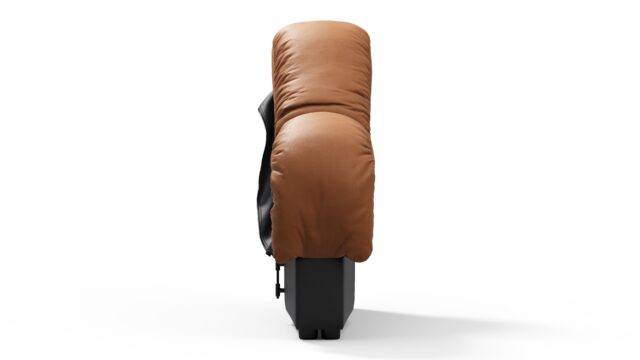 The DS 600 – ビンテージ風のタンとブラックのヴィーガンレザー, 右端のソファモジュール