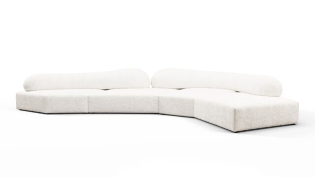 The On the Rocks – ホワイトのテクスチャーチェニール, コーナーセクショナル（右側）