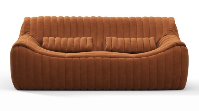 The Sandra – 焦げたオレンジのヴィーガンスエード, 2人掛けソファ