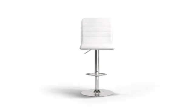 Barstool – 白いビーガンレザーとクロームベース, アーナ