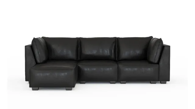 Elaine – 黒のヴィーガンレザー, コーナー（セクショナル）