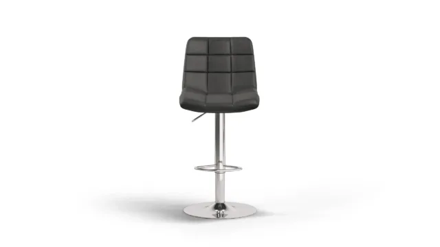 Barstool – ブラックのヴィーガンレザーとクロムベース, レノラ