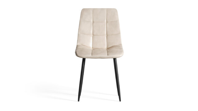 Modern Dining Chair – クリーム色のベーガンレザーとブラックメタルの脚, Wolfgang