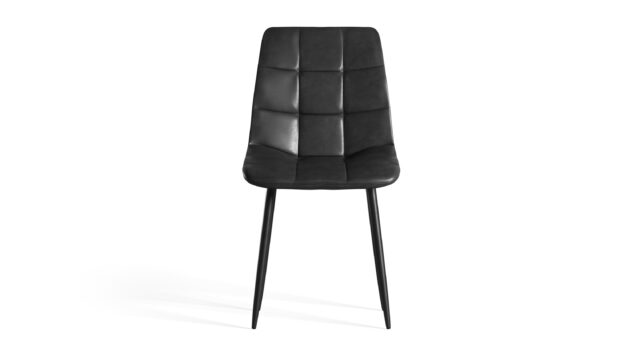 Modern Dining Chair – ブラックヴィーガンレザーとブラックメタルの脚, Wolfgang