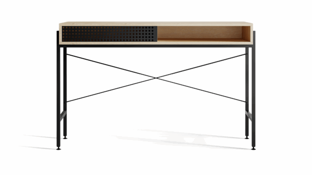 Palmer Desk – 110 x 50 cm, 黒い脚付きのアッシュ